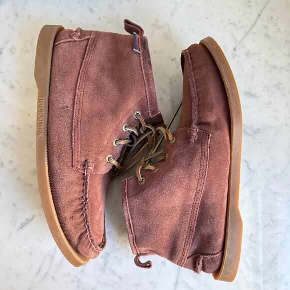 Sebago Women’s Shearling Lined Suede Moccasin Boots – Size 9 Burgundy - Picture 5 of 11